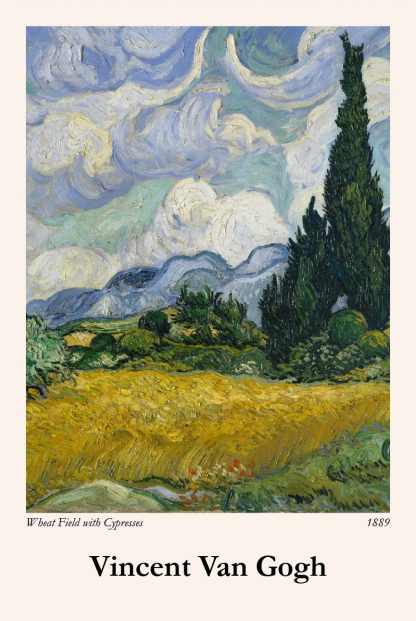 Wheat Field with Cypresses poster