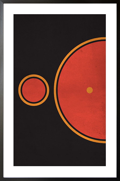 memphis art half orange circle poster