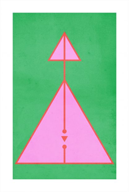 memphis art half pink triangle and line poster