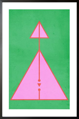 memphis art half pink triangle and line poster