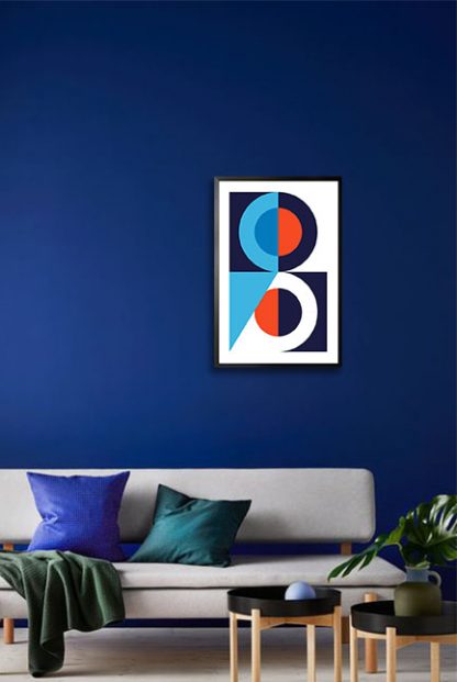 Memphis art whole and half circles poster in interior
