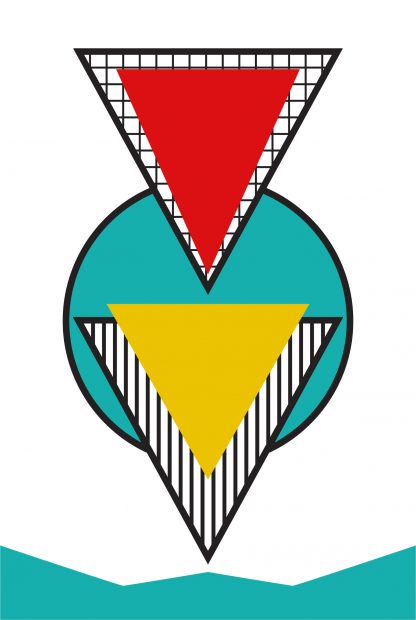 Memphis art lined circle and triangle poster