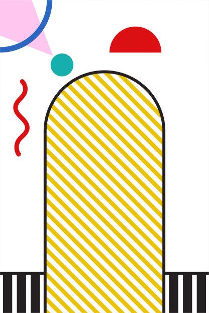 Memphis art yellow diagonal line in arc poster