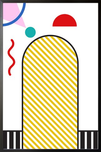 Memphis art yellow diagonal line in arc poster
