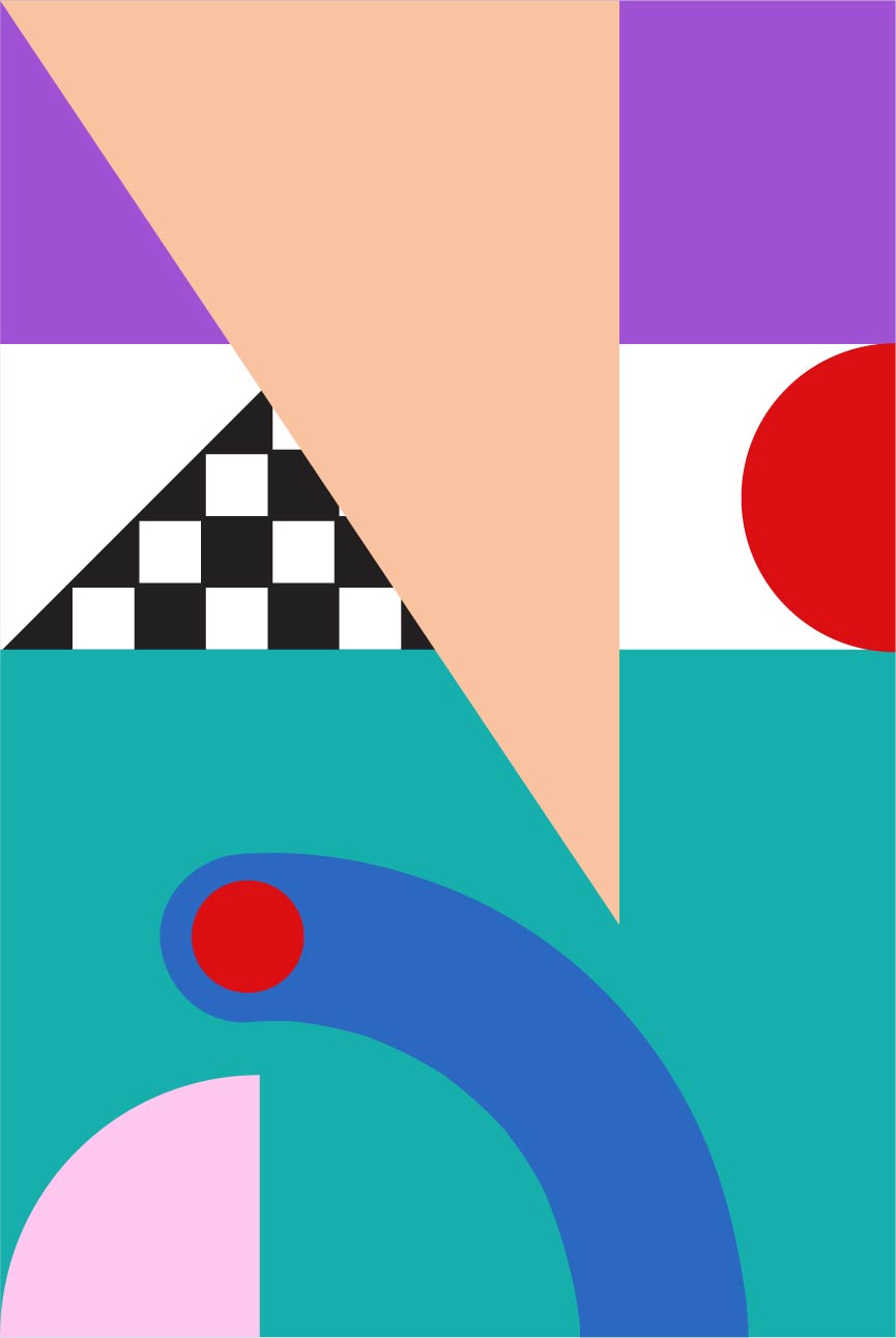 Memphis art checkered and triangle poster