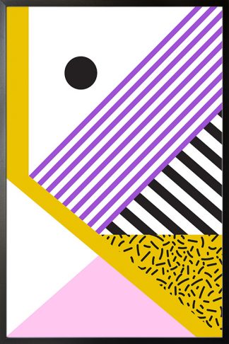 Memphis art violet diagonal lines and pattern poster