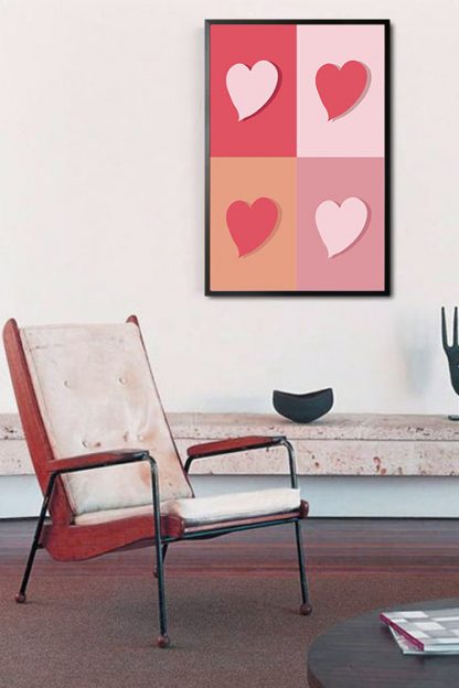 Pop art heart poster in interior