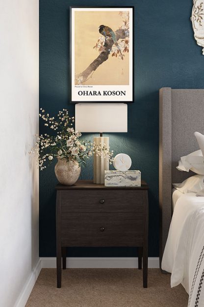 Pheasant on Cherry Blossom poster in interior