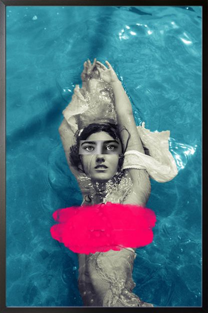 Swimmer covered in pink poster