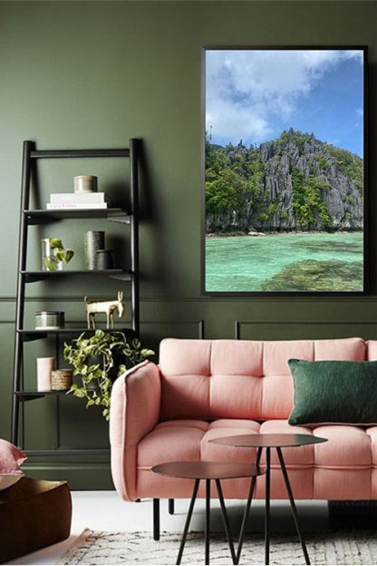 Limestone and Crystal Seas poster in interior