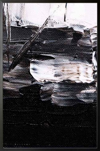 Abstract black and white painting in a black frame