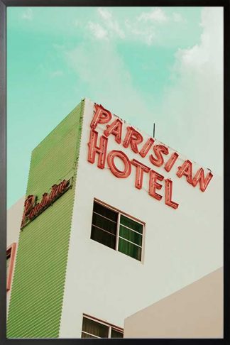 Framed Parisian motel poster