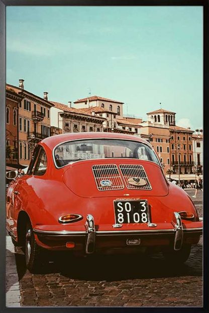 Framed Vintage red volks poster