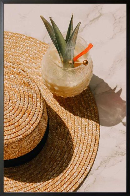 Framed Beach hat and cocktail poster