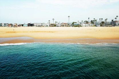 Water, houses and shore poster