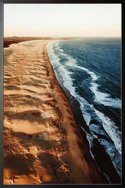 Beautiful beach from top view poster in a black frame