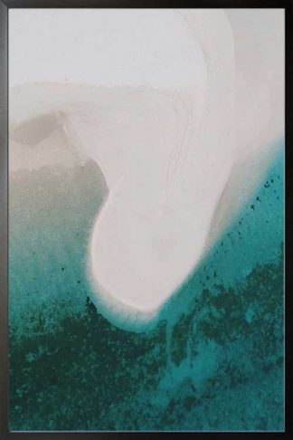 Water forming shape on shore poster in a black frame