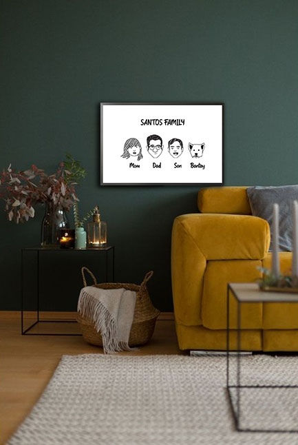 Family Minimalist Sketch poster in an interior
