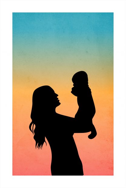 Mother and Child Rainbow Gradient Poster