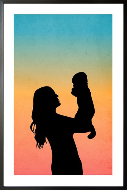 Mother and Child Rainbow Gradient Poster