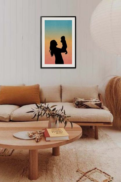 Mother and Child Rainbow Gradient in Interior Poster