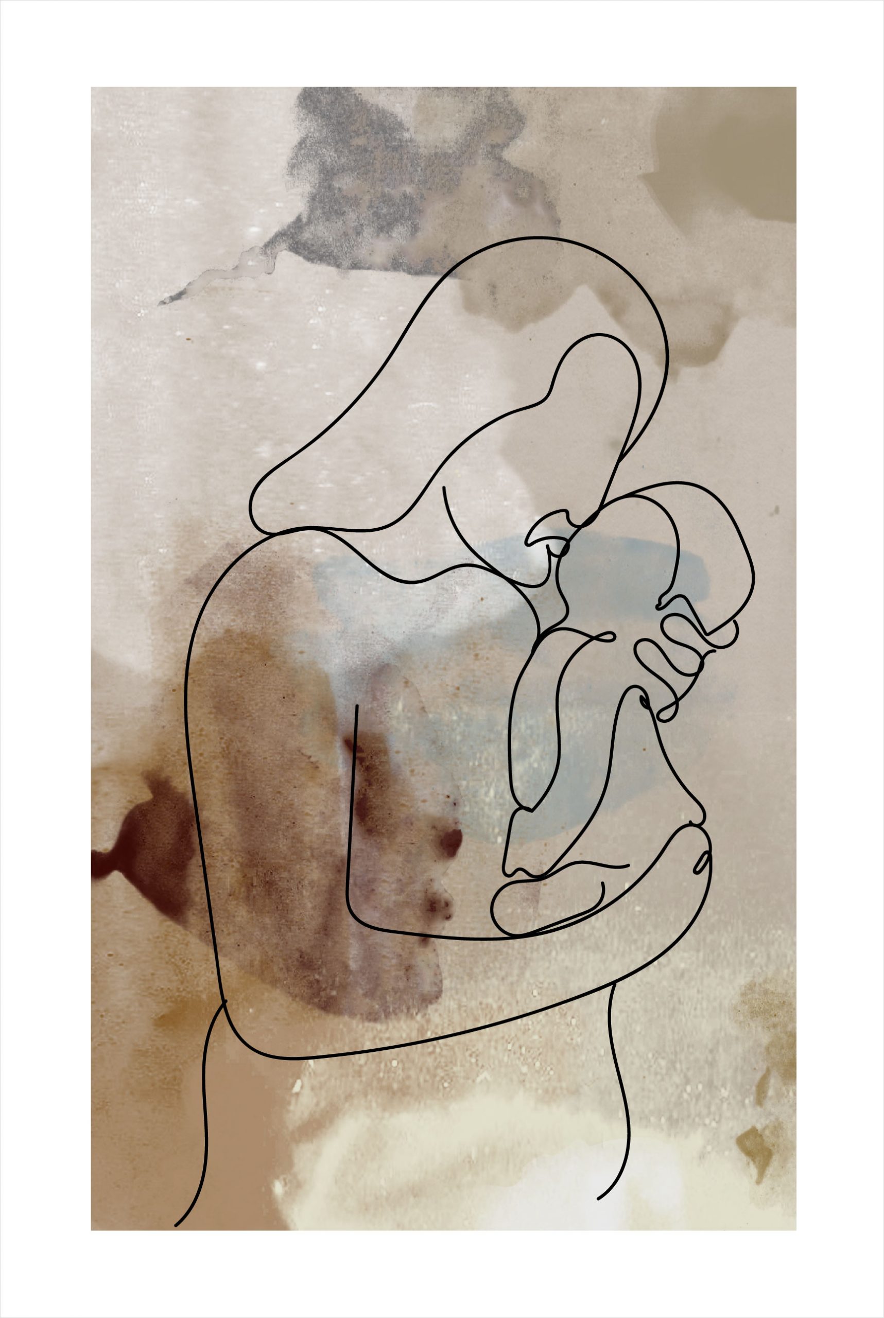 Mother and Child Neutral Tone Poster
