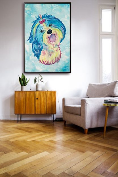CMYK Shih Tzu Poster art by Siara Gogh in interior