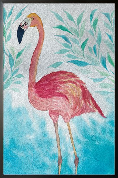 Flamingo Poster in waterolor art by Siara Gogh