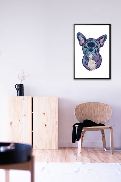 Stylized Pug Poster in interior