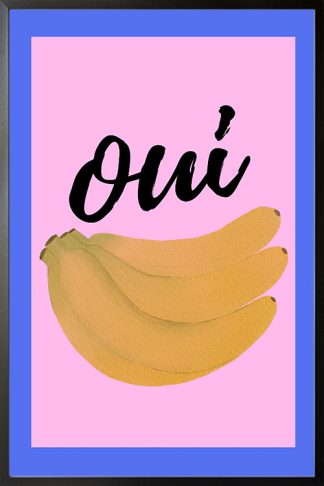 Speak French Oui illustration poster in a black frame