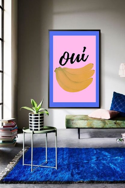 Speak French Oui illustration poster in an interior