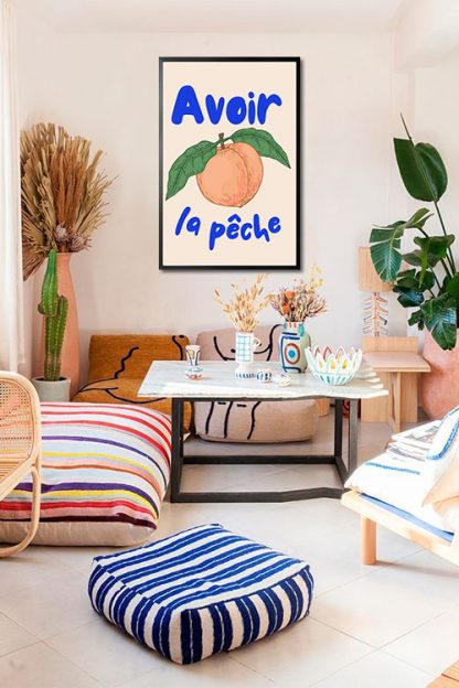 Speak French Avoir La Peche illustration poster in an interior