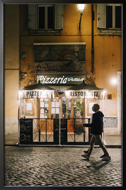 Pizzeria Rome Poster in Black Frame