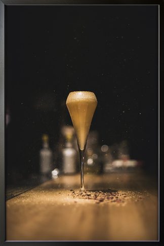 Champagne Cocktail Poster in Black Frame