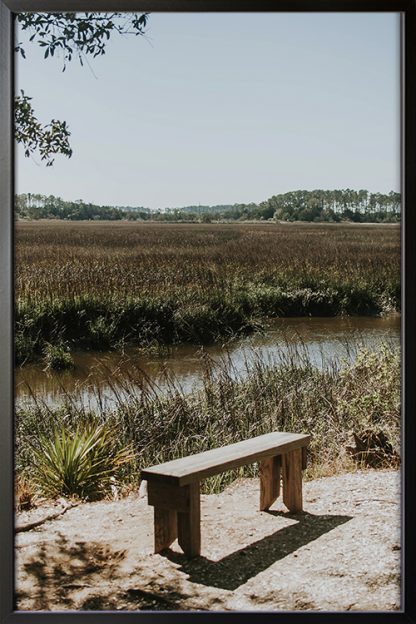 Peaceful Riverside Poster in Black Frame