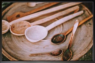 Wooden Utensils Poster in Black Frame