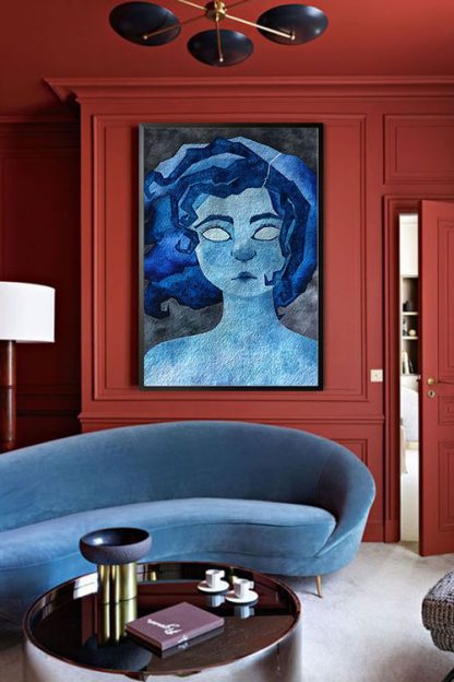 Melancholy Woman Poster in Interior