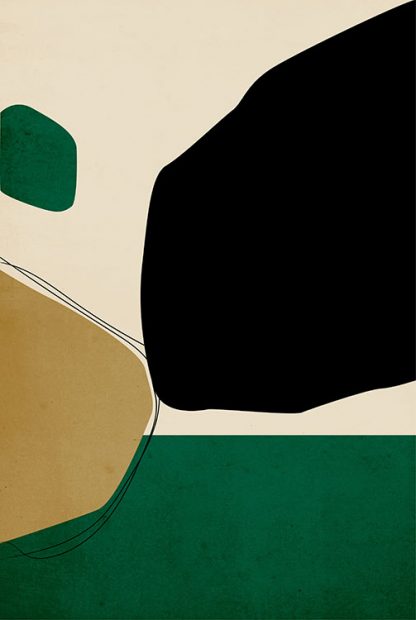 Abstract Green and Gold no.1 Poster