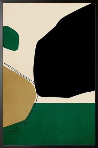 Abstract Green and Gold no.1 Poster in Black Frame