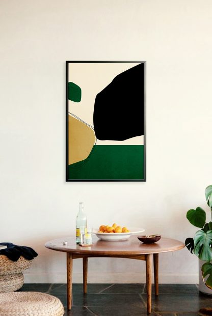 Abstract Green and Gold no.1 Poster in Interior