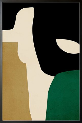 Abstract Green and Gold no.2 Poster in Black frame