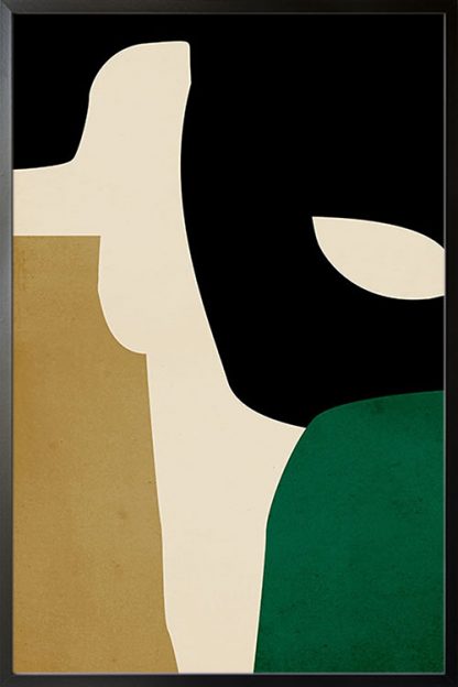 Abstract Green and Gold no.2 Poster in Black frame