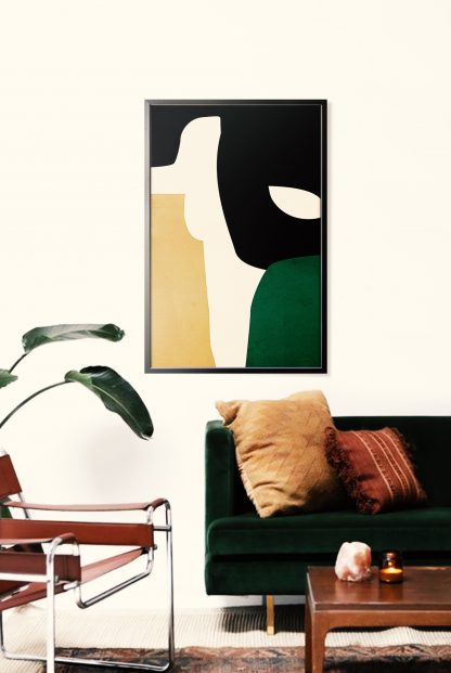 Abstract Green and Gold no.2 Poster in Interior