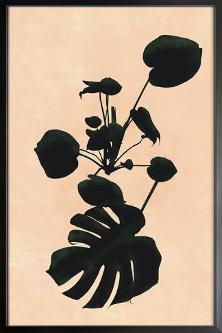 Botanical Monstera Poster in Black Frame