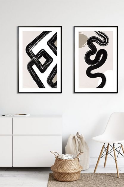 Gallery Wall art set Brush Stroke and Shape Poster- 2