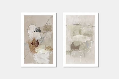 Gallery Wall art set Neutral Tone Paint and Lines Poster- 2