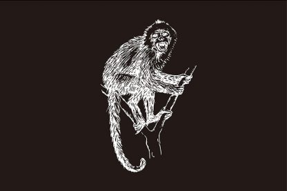 Monkey Sketch in Black Background Poster