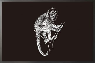 Monkey Sketch in Black Background Poster