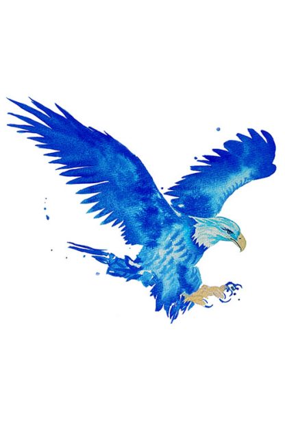 Blue Watercolor Eagle Poster