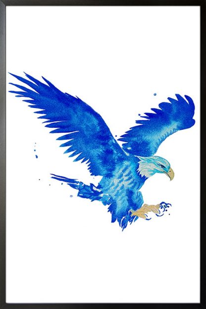 Blue Watercolor Eagle Poster
